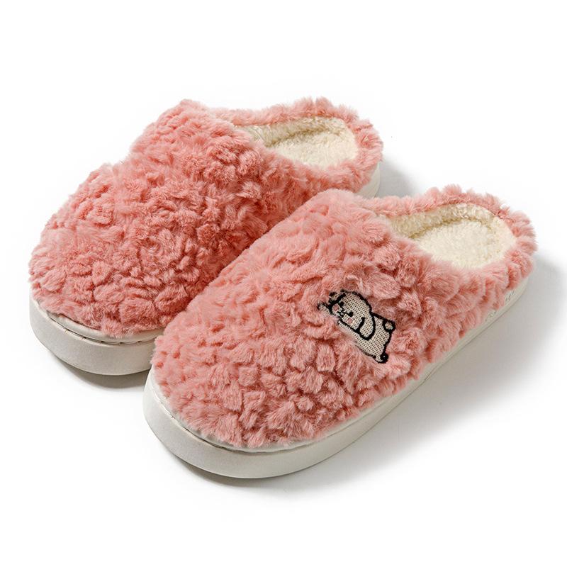 Autumn and Winter Cotton Slippers Plush Cartoon Couple Home Indoor Plush Thermal Shoes