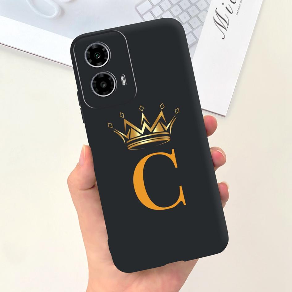 For Motorola Moto G24 Case 2024 New Fashion Crown Letters Soft Black Silicone Back Cover For Moto G34 G 24 Power XT2423-1 Fundas