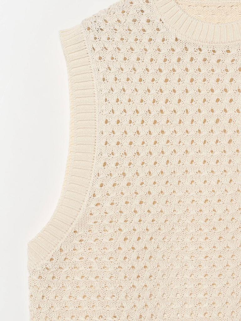 Beams Men's Mesh Knit Vest, Natural, Size L, 11050252803