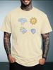 Unisex Summer White Short Sleeve Tee Cute Cartoon Weather Sun Rain Cloud Tornado Graphic Print Crew Neck Loose Casual Male Tops