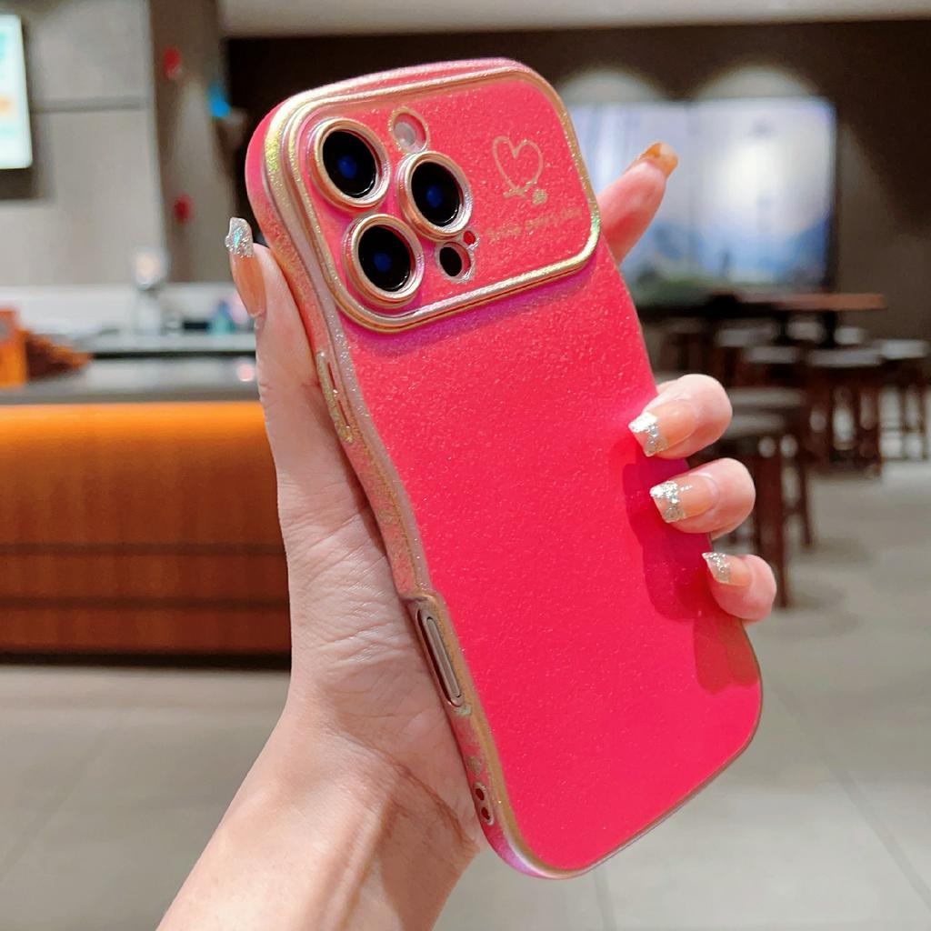 For iPhone 16 Pro Case Curly Shape Love Heart TPU Phone Cover Iridescent Gradient