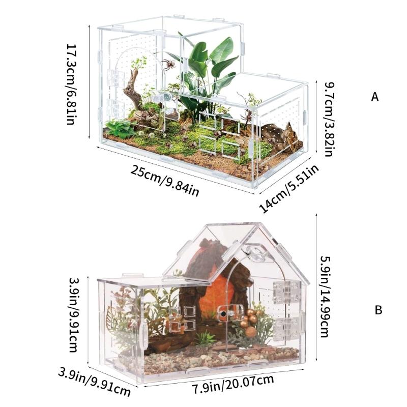 Reptilien Terrarium für Springspinnen Schlange Mit Klarem Beobachtungsdesign Und Sicheren Befestigungen Für Amphibien Lebensräume Box