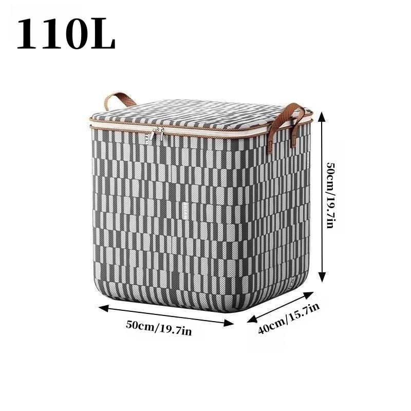 Portable Waterproof Storage Bag Large Capacity Zipper Clothes Organizer Duvet Bin Closet Storage Box for Travel Moving