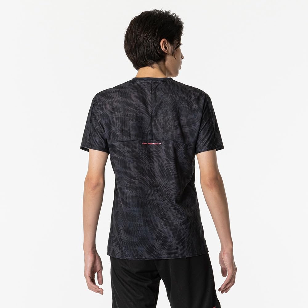 Dry Aeroflow Short Sleeve Training Breathable Size 32MAB020 Men's T-Shirt, Fabric, Quick-Drying, Black,