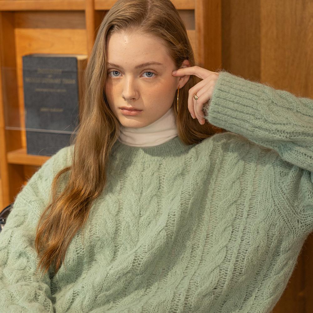Deondeulob Dd_Twisted Crew Neck Knit Top_Mint
