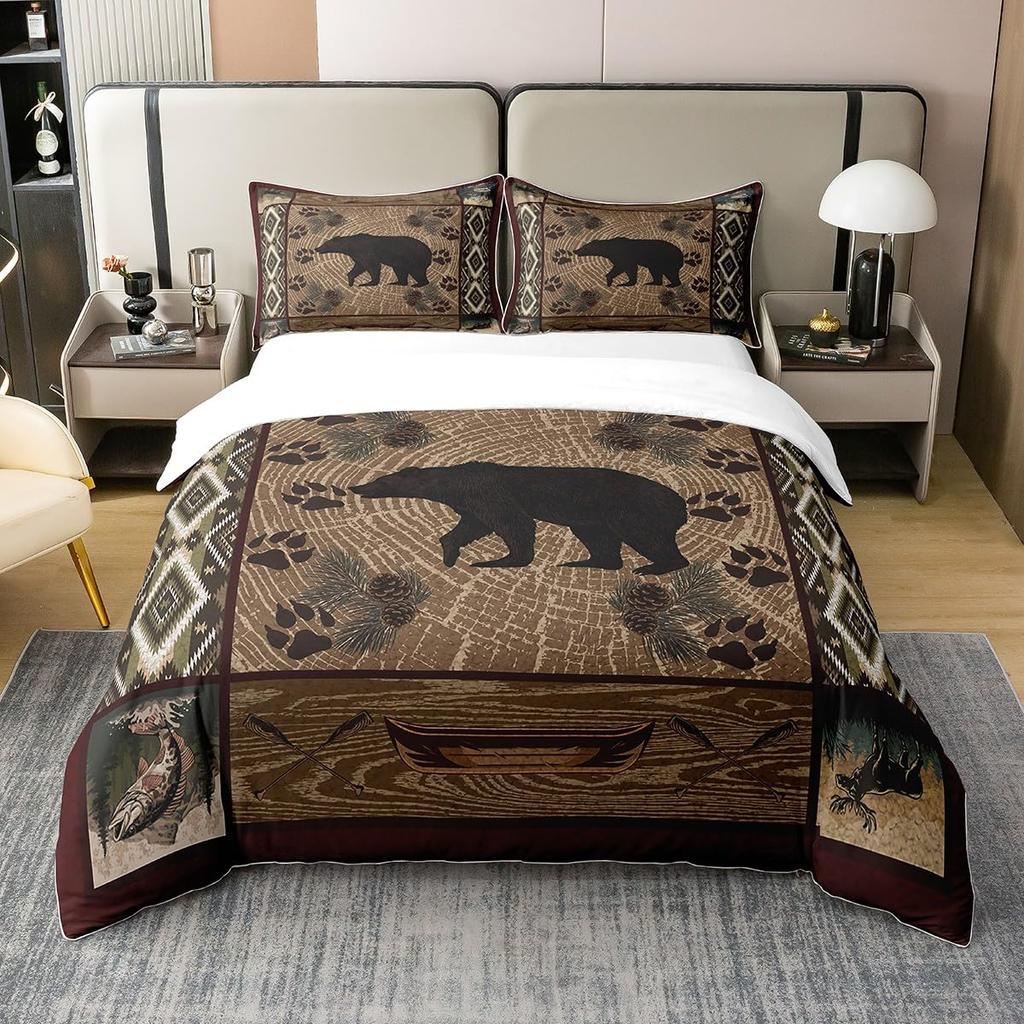 Bear Duvet Cover Sets Bedding Set For Kids Boys Girls Teens Wild Animal Winter Quilt Covers With 2 Pillow Cases Full Size 3 Pcs