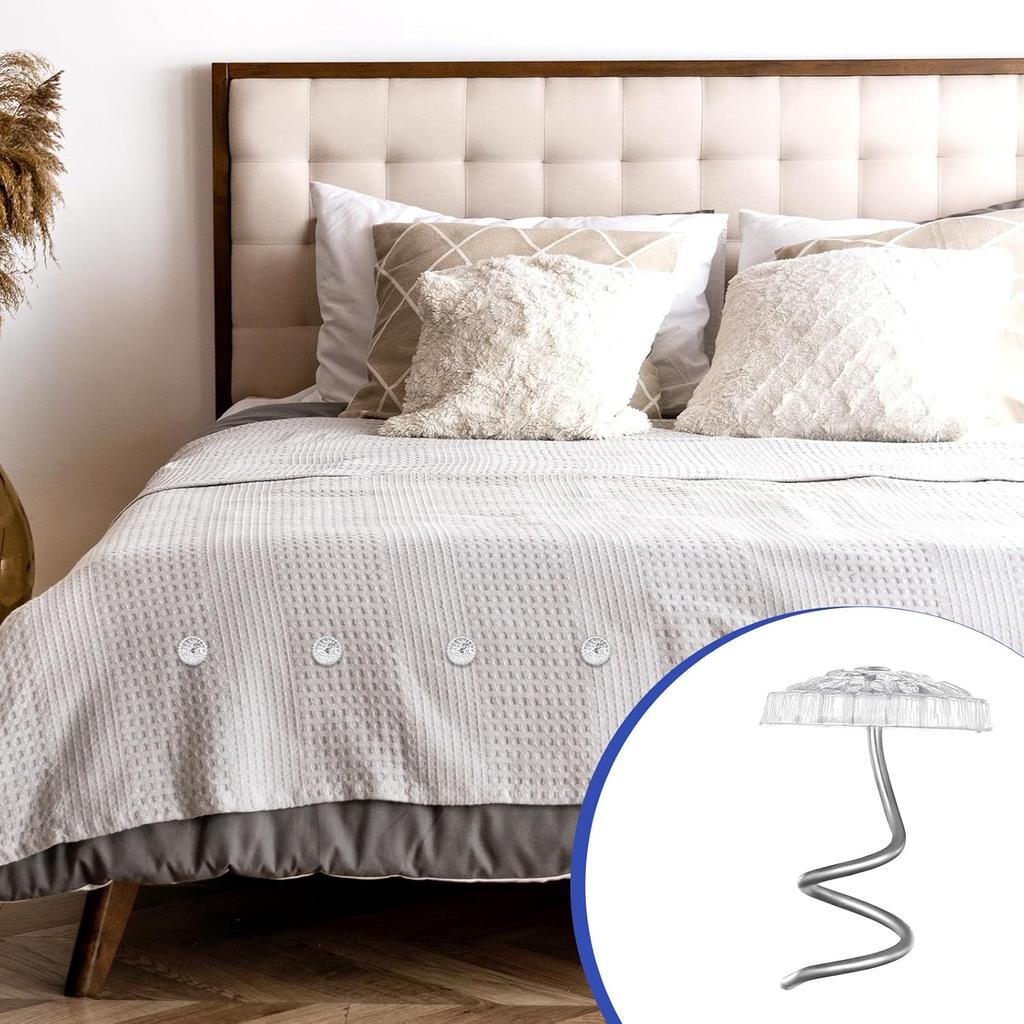 Bed Skirts P and Upholstery Tacks, 100PCS Transparent Plastic Head Screw Nail Clear Heads Twist Spiral Push P for Upholstery and Fixed Blankets Sofa