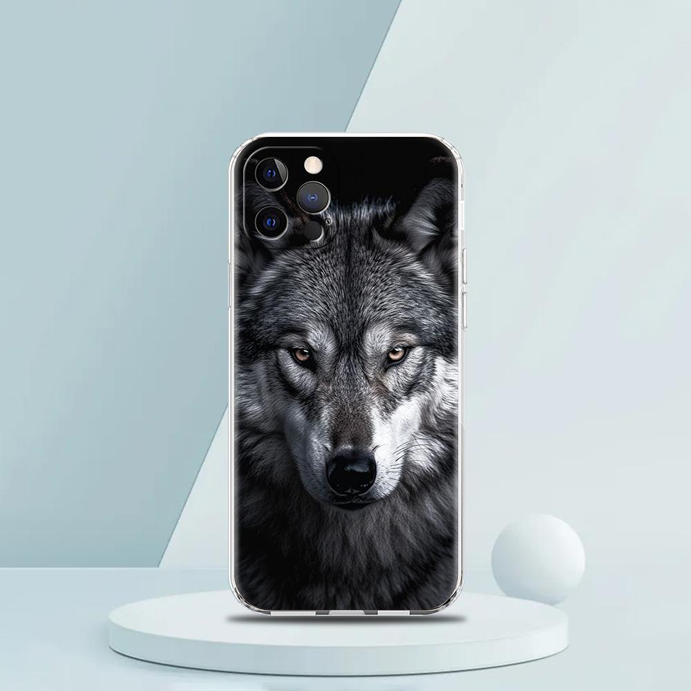 

For iPhone 15 14 13 12 mini 11 Pro Max XS X XR SE 7 8 Plus soft Silicone Clear Cover The Wolf Luxury Phone Case iPhone 7 8 Plus
