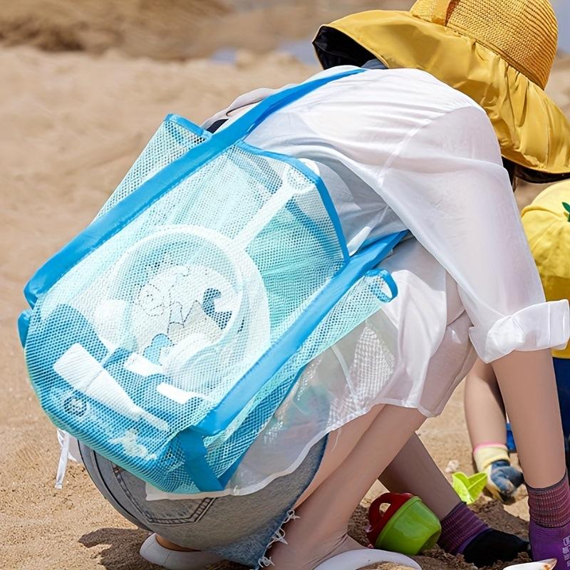 Outdoor Protable Mesh Bag Handbag Kids Toys Storage Bags Swimming Large Beach Bag For Towels Women Cosmetic Makeup Organizer