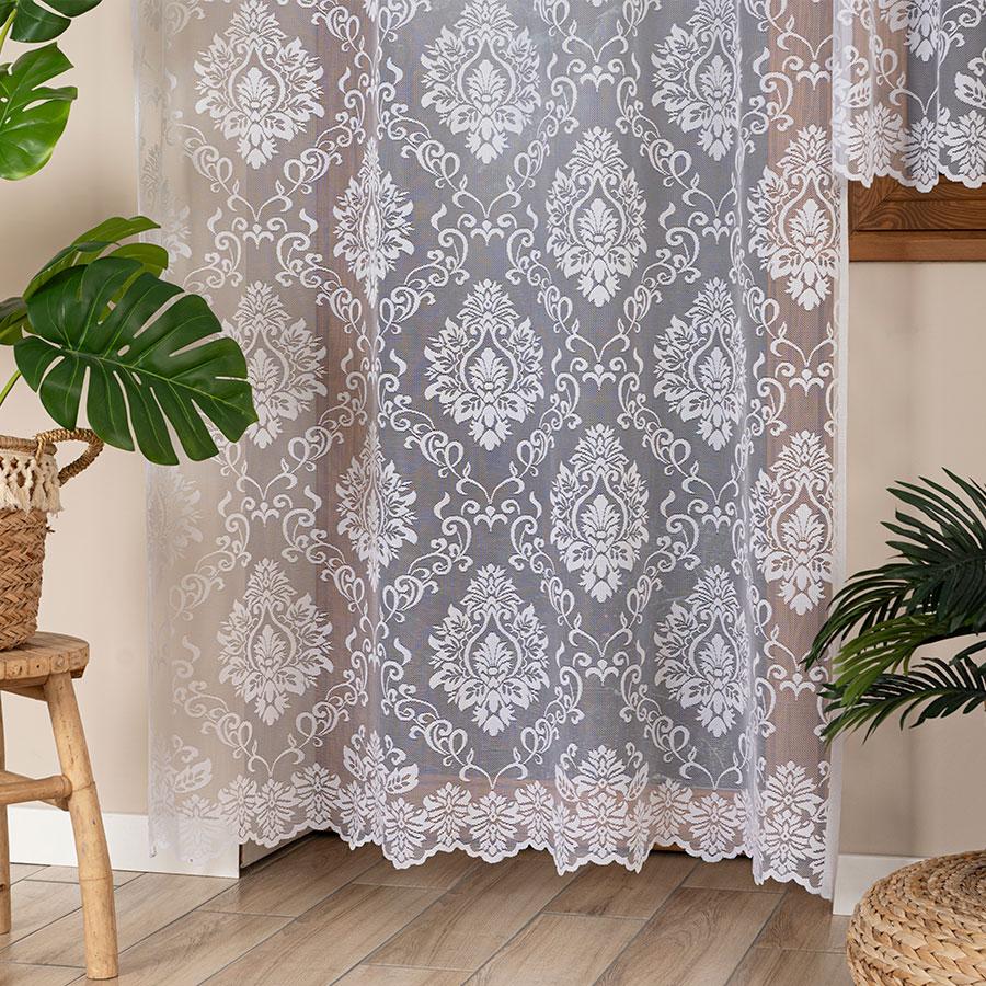 Apolonia Firanka Gotowa Żakardowa Biała W Ornamenty 140X250 Cm