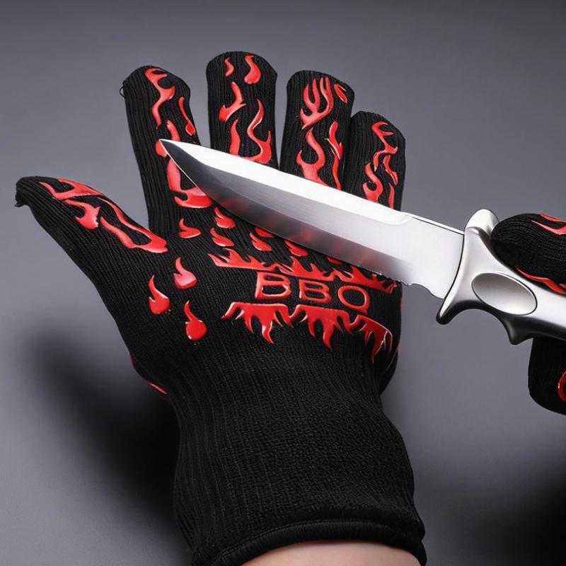 1/2Pcs Non Slip Silicone Oven Gloves Bbq Gloves Fireproof Heat Resistant Cut Resistant Mitts Kitchen Gloves For Barbecue Cooking