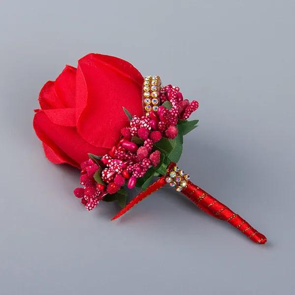 Knot Wedding Corsage Simulation Silk Rose Brooch Wedding Dress Flower Accessories Forest Berry Simulation Single Rose Corsage
