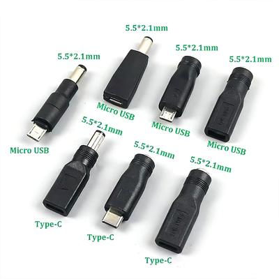 1 Stück DC-Stecker 5,5x2,1 mm auf Typ-C Micro-USB Netzteilanschlussbuchse 5V Buchse Stecker USB C auf 5,5*2,1 MM Adapterstecker
