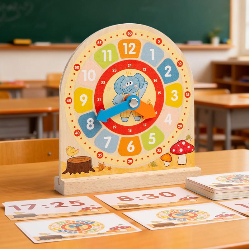 

Montessori Educational Learning Toys Wood Clock Game for Children to Learn Reading Time Early Teaching Aids Basic Skill Practice