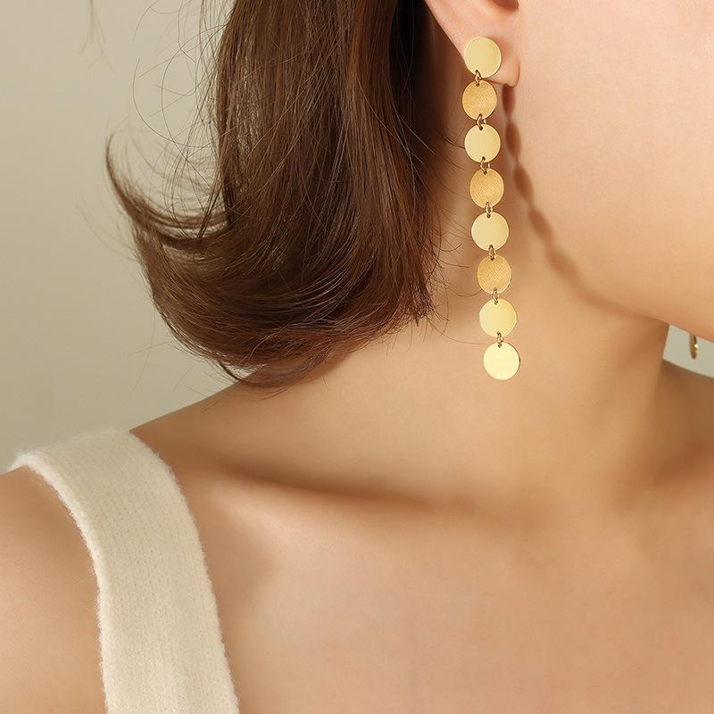 Frosted Round Brushed Tassel Earrings – Simple European & American Style