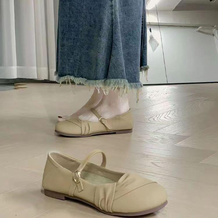 Soft-soled Mary Jane Small Leather Shoes Autumn French Beanie Shoes Ins Student Niche Flat-soled Evening Single Shoes