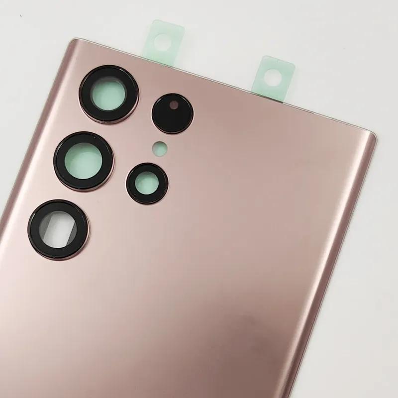 For Samsung Galaxy S22 Ultra 5G Matte Glass Battery Cover Rear Lid Back Door Housing + Original Camera Lens Glue Adhesive