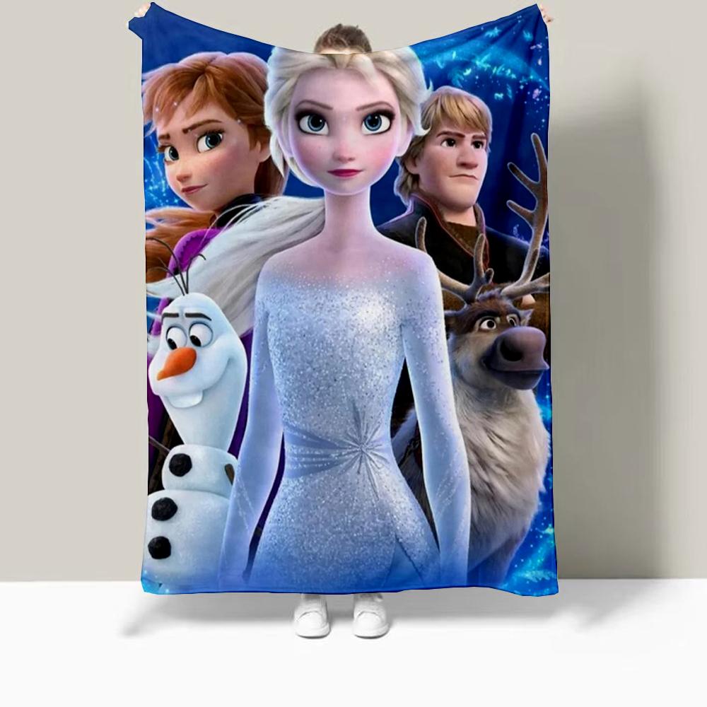 Frozen Elsa Cartoon Printed Blanket Oversized Bedding Sofa Soft Travel Warm Flannel Bedroom Blanket Children Girls Gift
