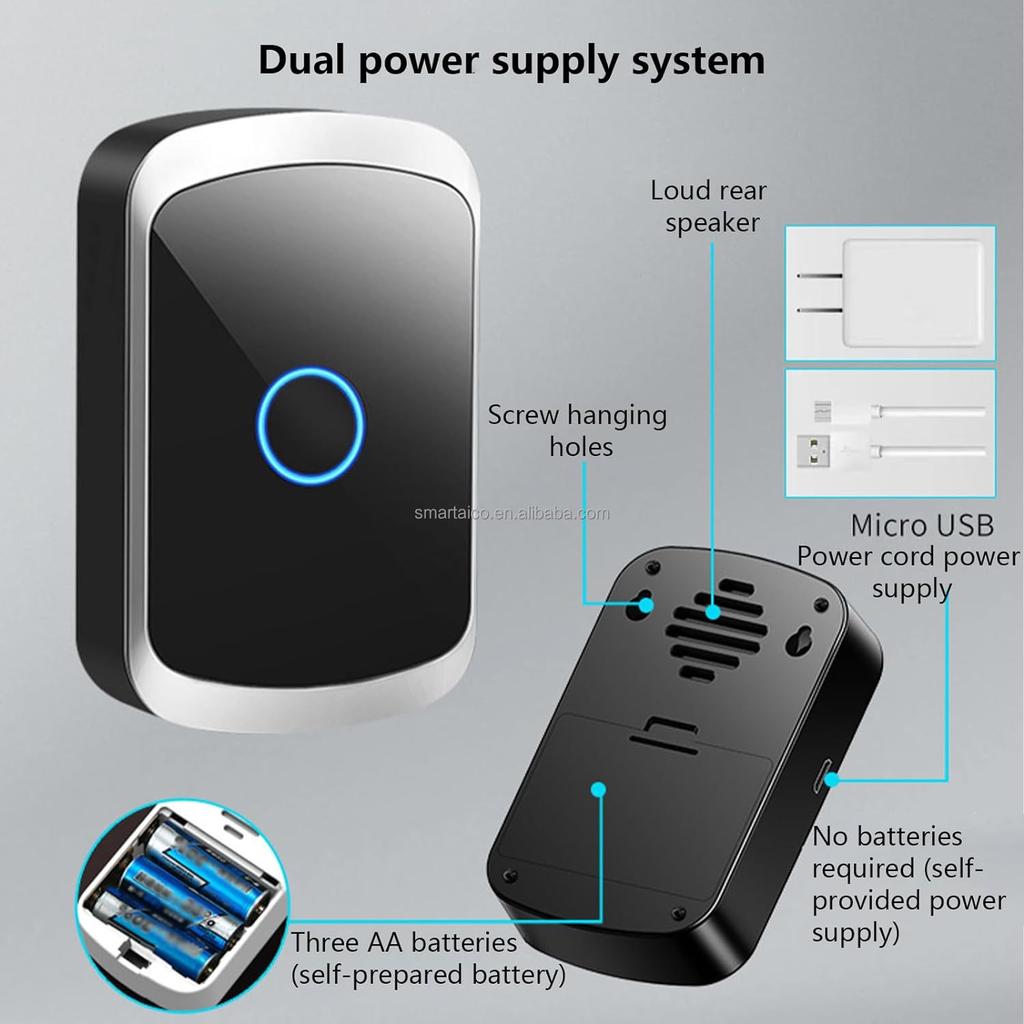 CD Quality Sound and LED Flash Mini Waterproof Wireless Doorbell Operating at Over 1000 Feet Wireless Door Bell