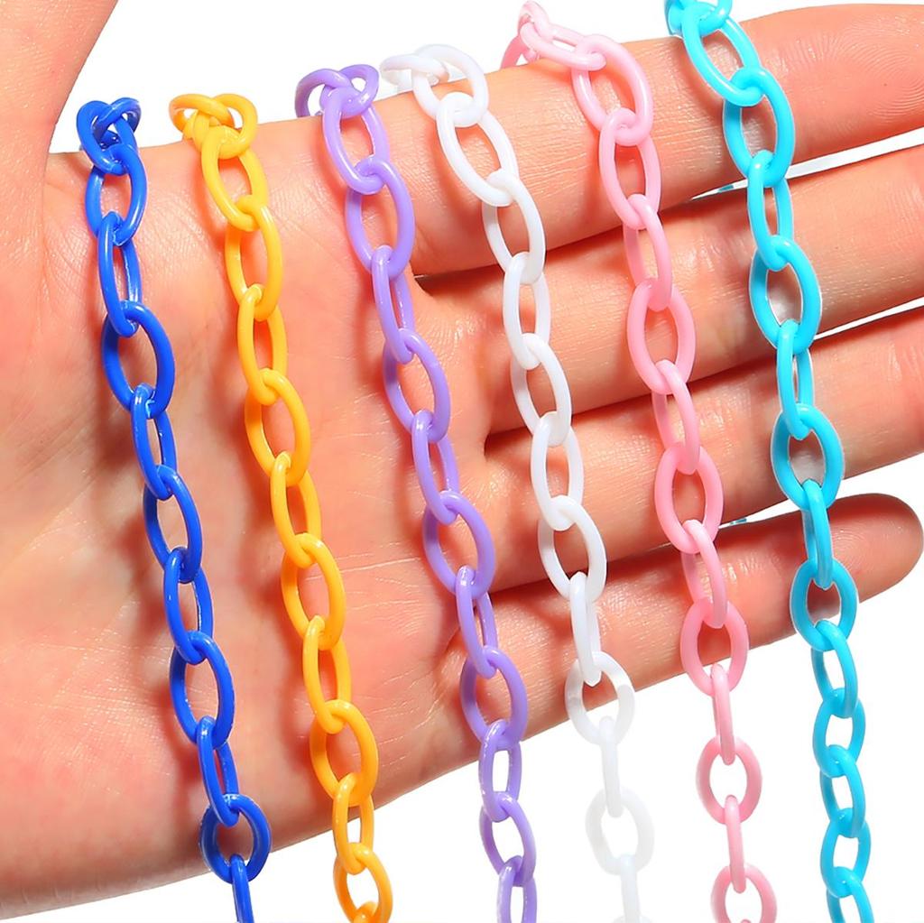 4pcs 40cm Bright Color Acrylic Fashion Link Sunglasses Chain Beads For DIY Jewelry Making Sunglasses Accessories