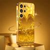 Extra-large golden heart Glass PhoneCase for Samsung Galaxy S26 S25 S24 S23 S22 FE Ultra Plus Built-in glass Gold Exquisite