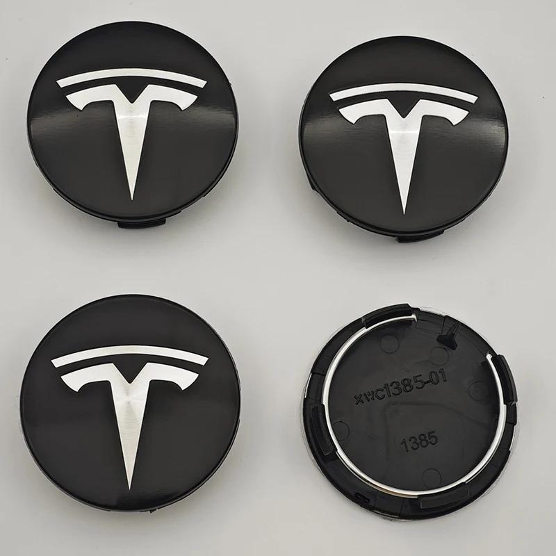 Samolepka na auto 2025 Nové Tesla 4ks ABS 56mm Kryty odznaků Tesla Model 3 Model Y Krytky nábojů Středové krytky kol pro Tesla Model Y X S 202