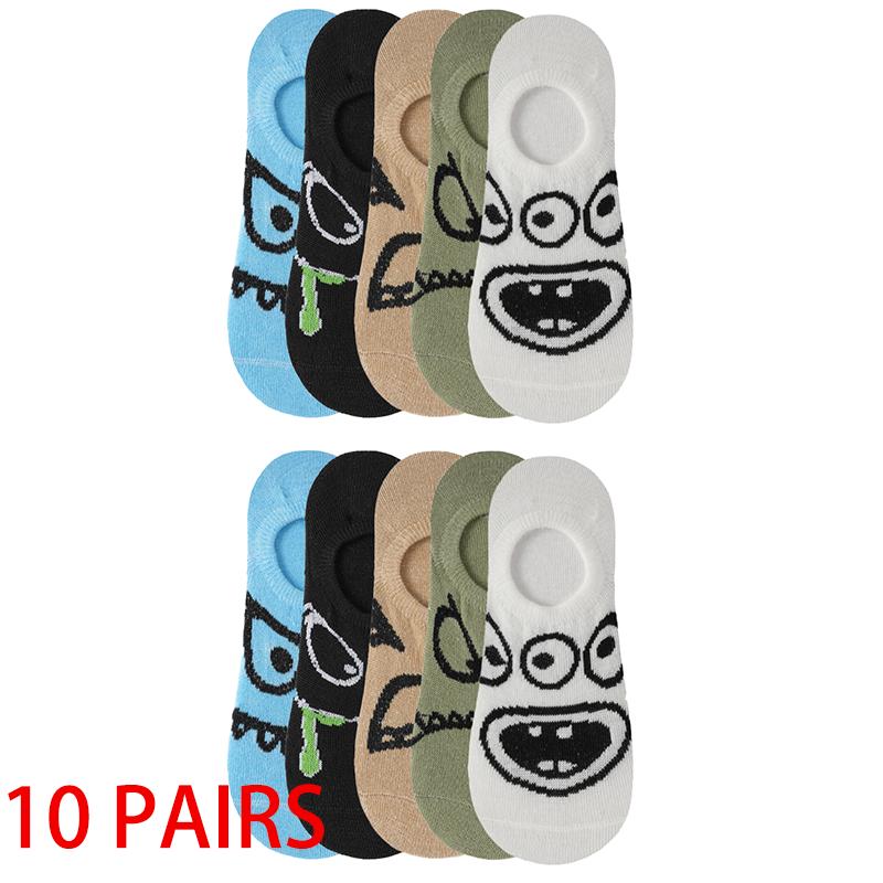 

1/5/10 пар Летние Тонкие Мультяшные Оригинальные Носки-лодочки Женские Носки Невидимые Мелкие Силиконовые Нескользящие Японские Милые Короткие Носки 10 PAIRS разноцветный