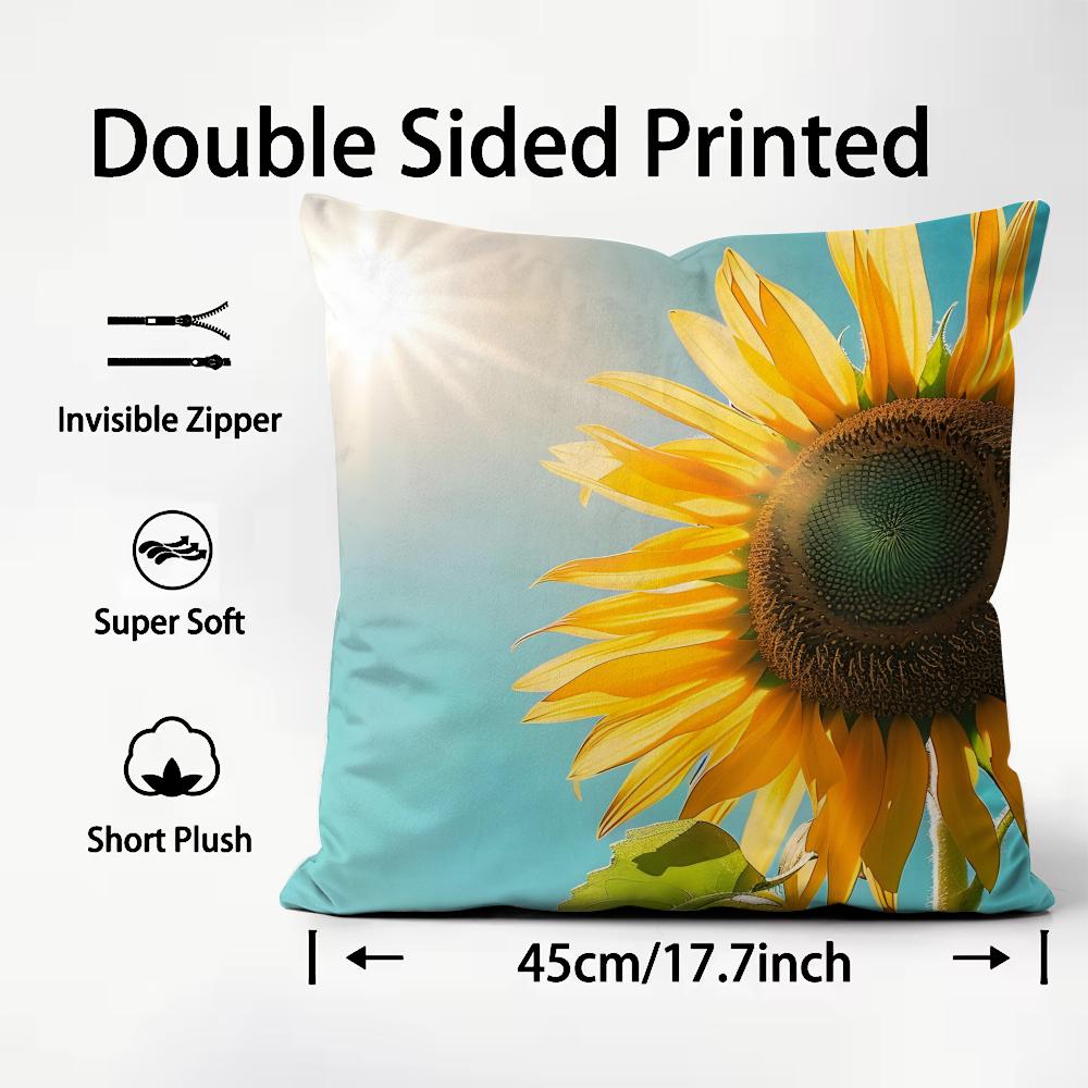 Sunflower Fashion Cushion Cover Plush Fabric Soft DoubleSided Printed Sofa Warm Winter Home Child Gift Pillow Case