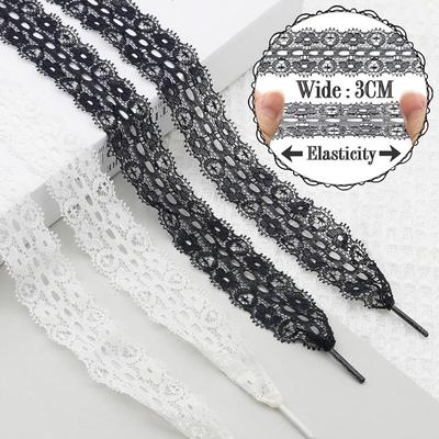 Plochá krajka Efektní tkaničky Krajkové tkaničky pro ženy 3CM Široké 80CM/100CM/120CM Délka Plátěná teniska Venkovní Neformální tkanička do bot