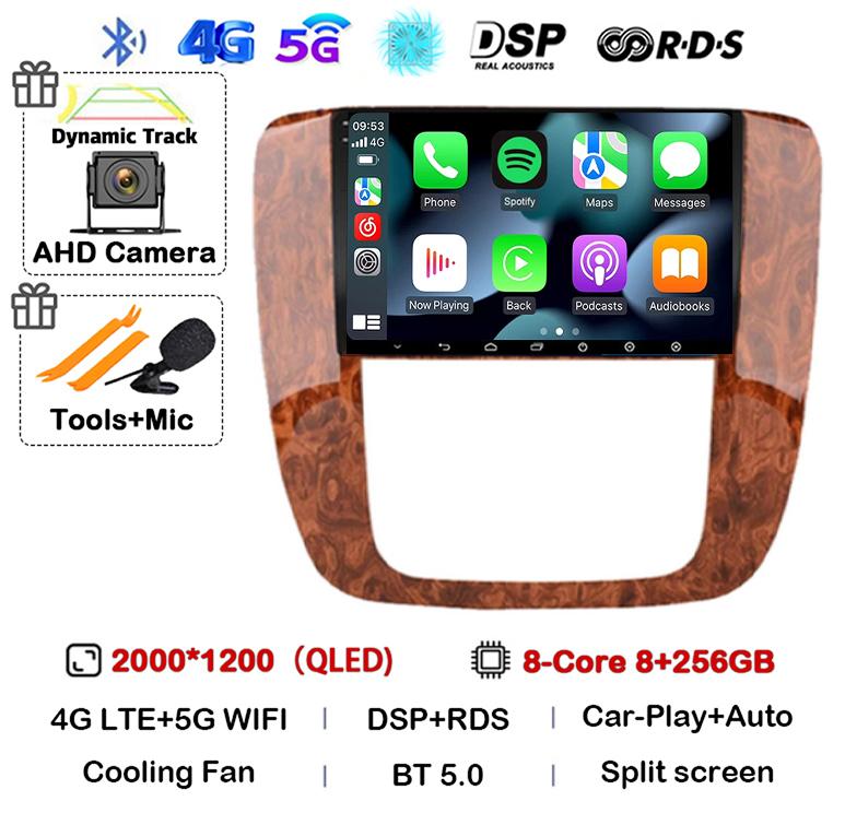 Android 14 Carplay Auto WIFI+4G For GMC Yukon Chevrolet Tahoe Suburban 2007-2012 GPS Car Radio Multimedia Video Player Stereo