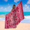 Modern Floral Chiffon Beach Towel Skirt, Lightweight Woven Polyester Sarong Smock for Women