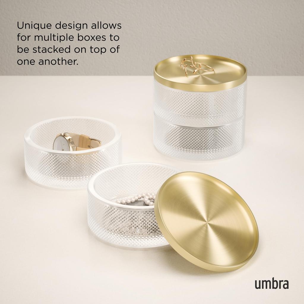 Umbra Tesora Jewelry Glass and Elegant Design Box, Gold, Round,