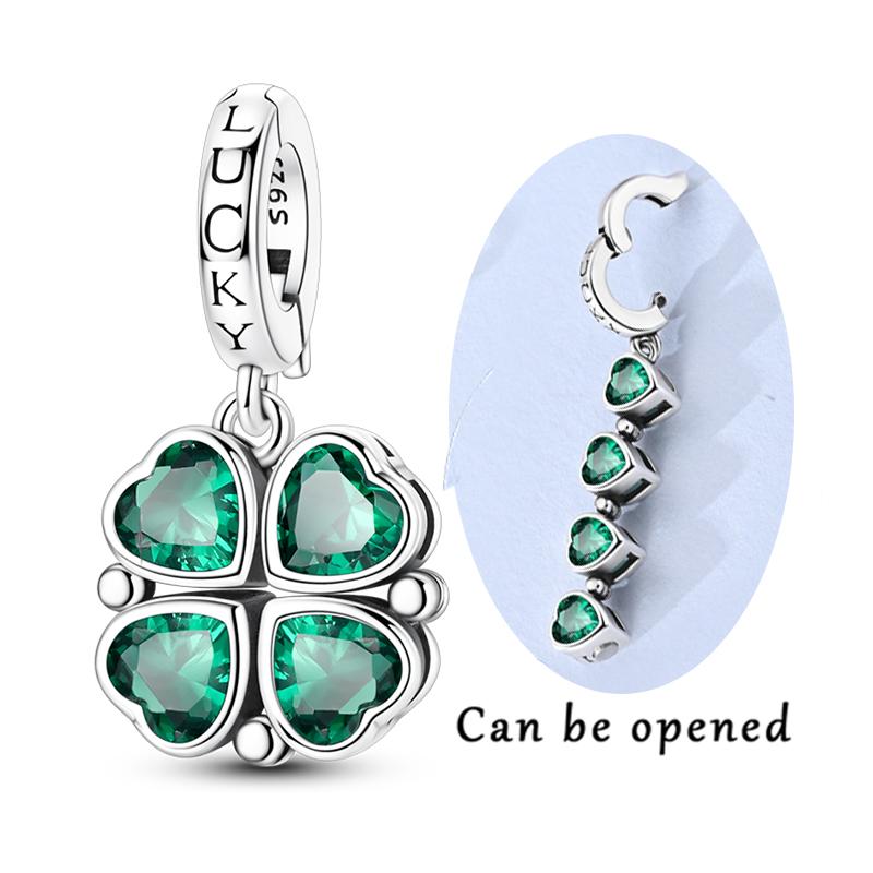 925 Silver Golden Pony Heart Cross Four Leaf Clover Tree of Life Charms Beads Fit Bracelet Women Jewelry