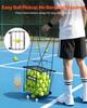 Tennis Ball Hopper, Holds 75 Tennis Balls, Pickleball Basket Cart with Wheels for Easy Pick Up, Portable Pickleball Caddy with Heavy-Duty