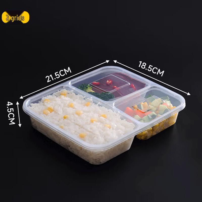 Disposable 3-Compartment PP Lunch Boxes (150 Sets)
