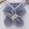 Cute Thickened Pearl Plush Scarf Soft Faux Rabbit Fur Korean Style Scarf Cross Warm Neck Warm Ring Women Girls