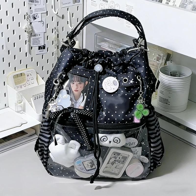 Itabag Harajuku Style Lolita Shoulder Drawstring Backpack Anime Merchandise Transparent Display Diy Tote Bag