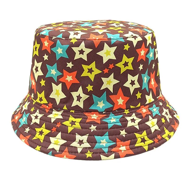 

LDSLYJR Four Seasons Polyester Cartoon Print Bucket Hat Fisherman Hat Outdoor Travel Hat Sun Cap Hats for Men and Women 206