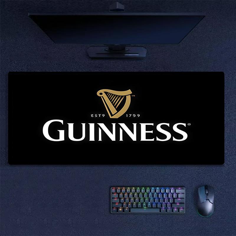 Guinness Harp Logo Large Desk Mat, Black Base Non Slip Gaming Mouse Pad for Home Office Desktop