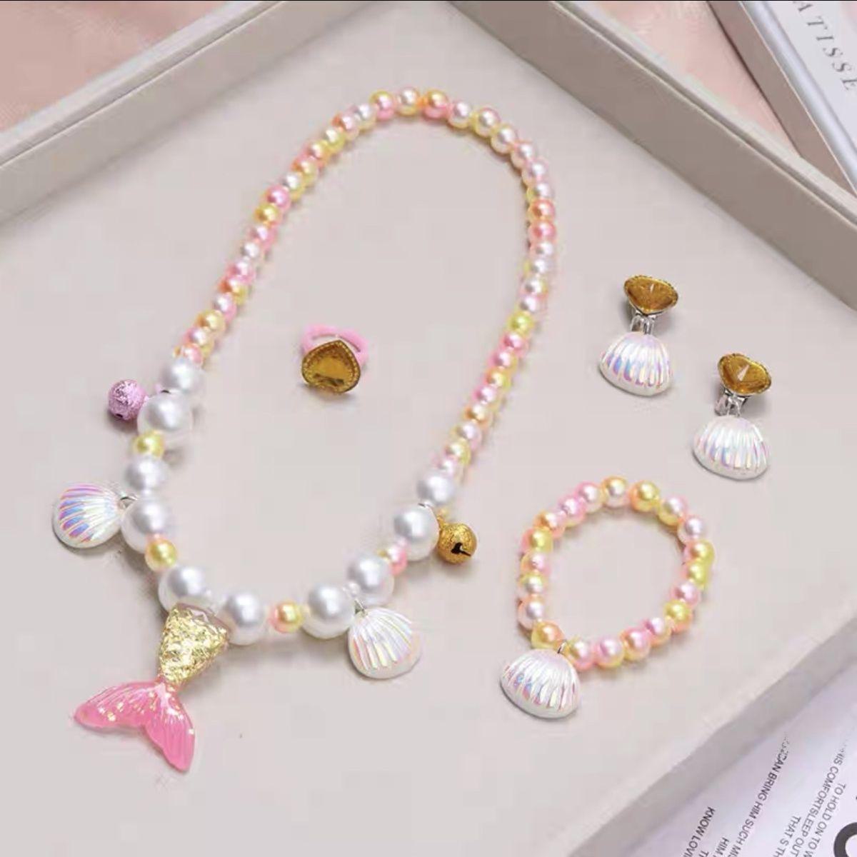 

Набор ожерелья и браслета «Хвост русалки» для маленьких принцесс - Детские украшения и аксессуары Fishtail five-piece set жёлтый