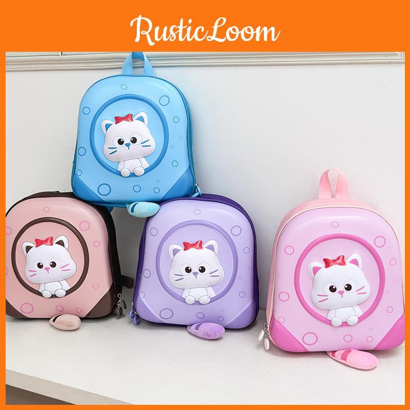 With Backpack Cute Cat Print Design Suitable For Childrens Kindergarten Use