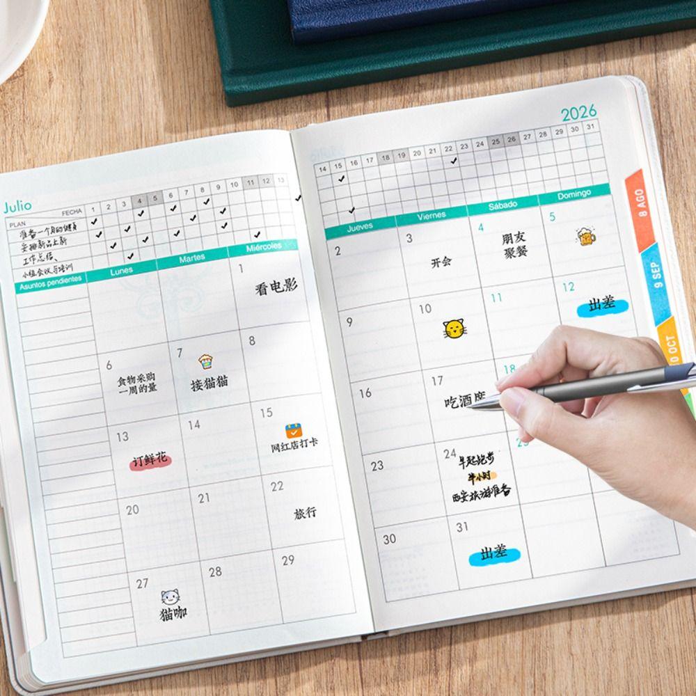 12 Months 2026 Schedule Planner Notepad English To-do List Notebook Office Work Planner  School