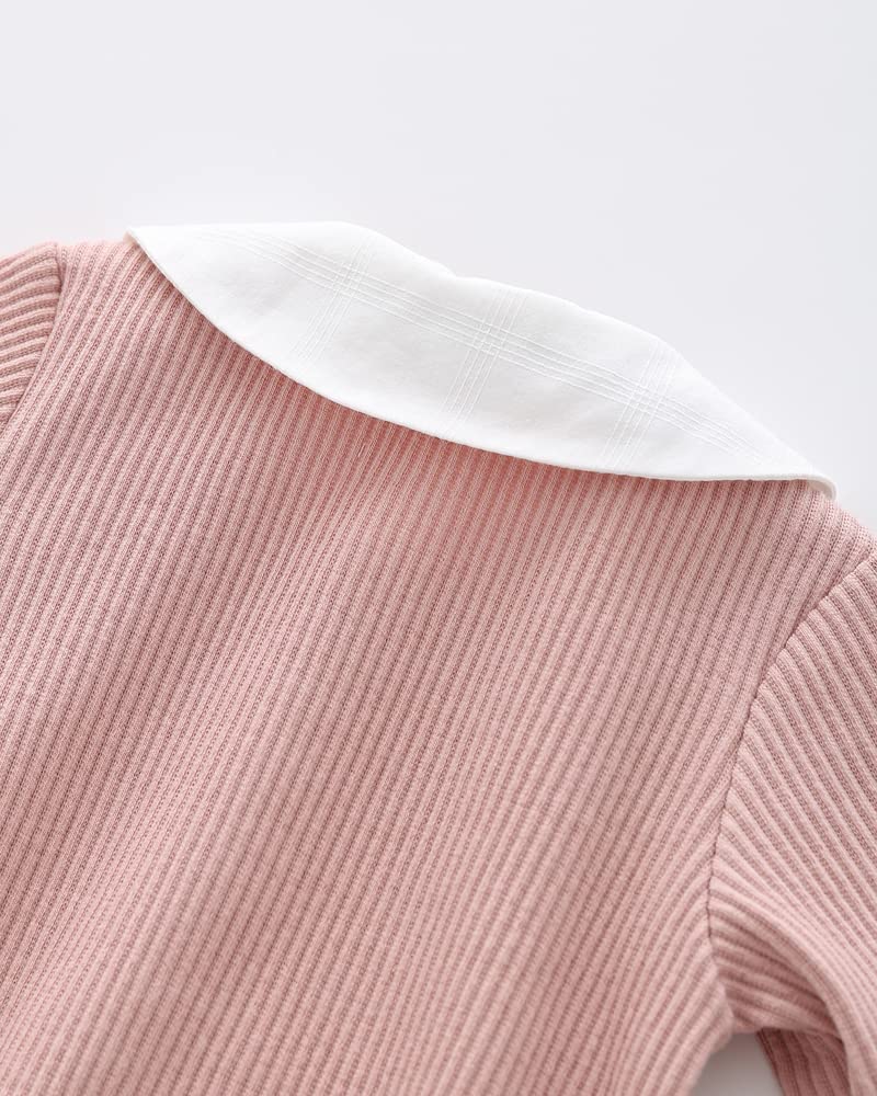 Roupa de Bebê Macacões de Manga Comprida Meninas Primavera Outono Macacão Recém-Nascido Pijama Recém-Nascido Preparação para o Nascimento Roupa Íntima Jacquard Gola Simples Rosa 12M