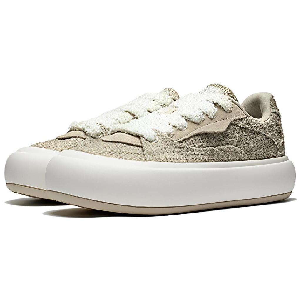 Li Ning Cream Puff Platform Slip Resistant Abrasion Resistant Low top Casual Shoes Women's Brown AZGT092-2