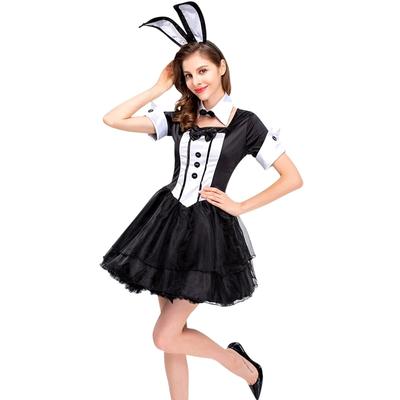 Eiza Bunny Girl Cosplay Costume, Halloween Maid Outfit with Rabbit Ears, Bunny Maid Costume, E698 (M)