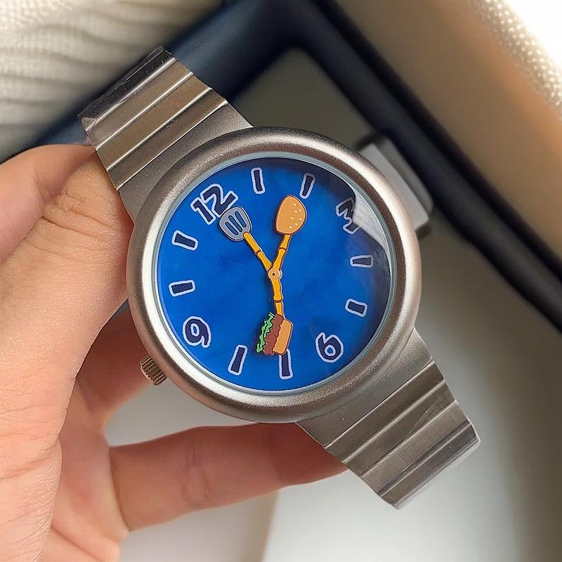 Alien Garden SpongeBob Hamburger Waterproof Couple Watch for Men and Women