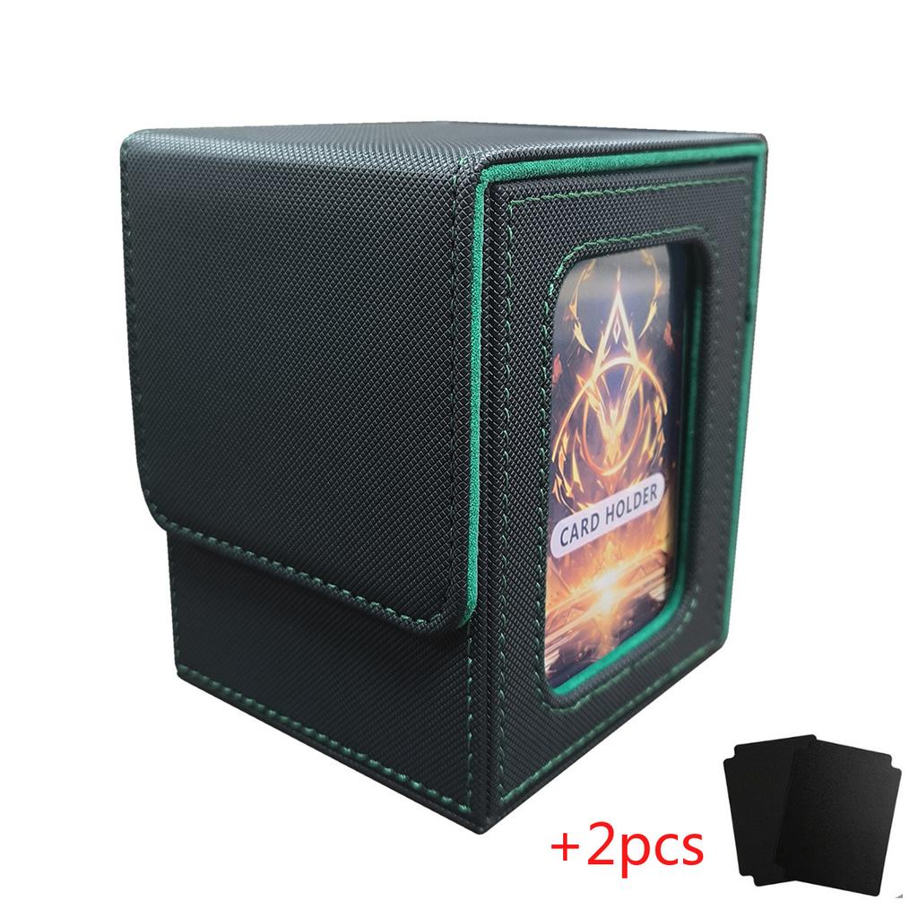 Deck Case Holds 100+ MTG Card Deck Box for Commander Display PU Leather Trading Card Storage Box for TCG PTCG Game Sports Cards