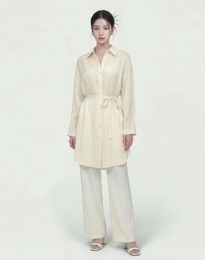 GIEMAR Collar Half Dress Ivory
