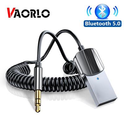 VAORLO Adaptér Bluetooth 5.0 Aux Bezdrátový přijímač do auta USB na 3,5 mm jack Audio Hudba Mikrofon Handsfree Sada do auta Reproduktor Vysílač