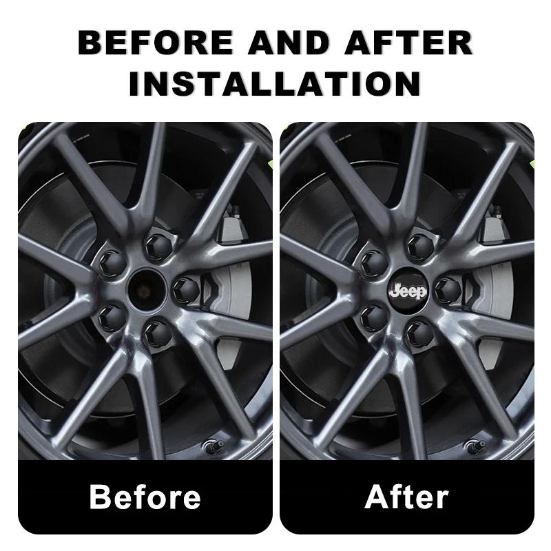 4Pcs 60mm Car Wheel Hub Center Cap Logo Sticker for Jeep Renegade Wrangler JK JL Grand Auto Wheel Rim Emblem Decal Accessories ALW1